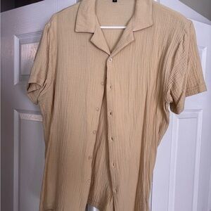 Men's Short Sleeve Button-Up Shirt - Beige